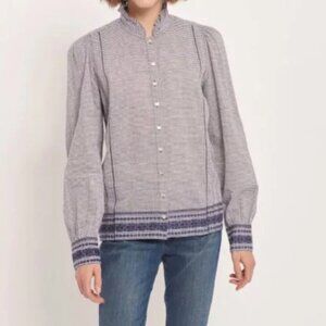 Roller Rabbit Snowflake Stripe Jacquard Lisbeth Top Cotton Coastal